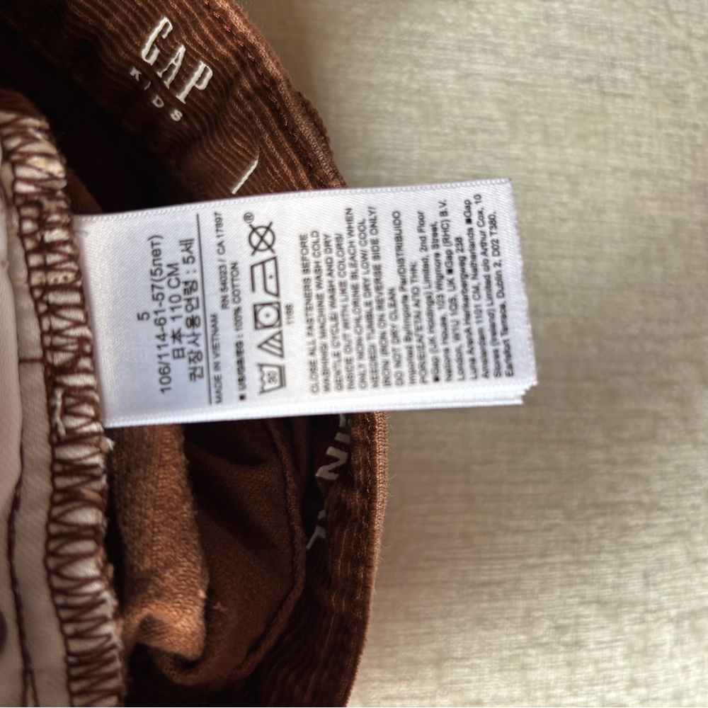 GAP Kids Brown Original Fit Corduroy Pants Size 5 - Picture 4 of 4